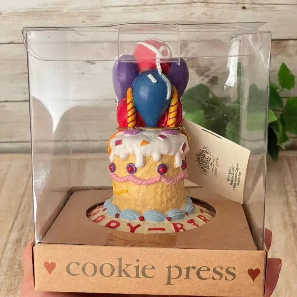 NIB Vintage 1997 Shaker Hearth/ Wilton Cookie Press Mold Stamp Happy Birthday
